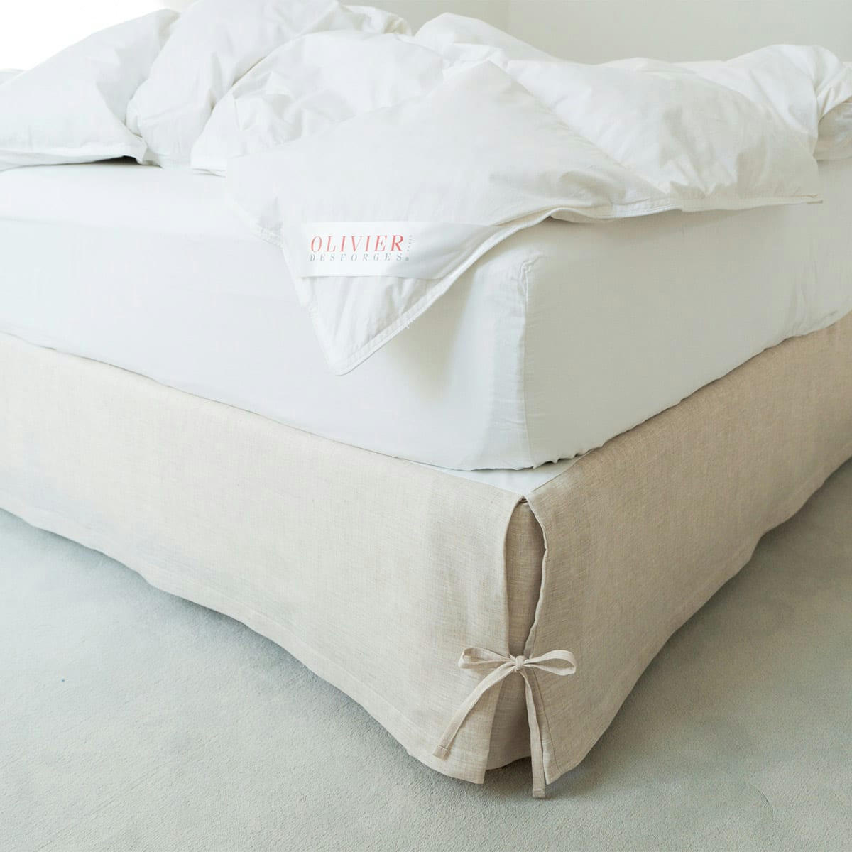 AMBOISE - Cache sommier en lin gris 180 x 200 cm