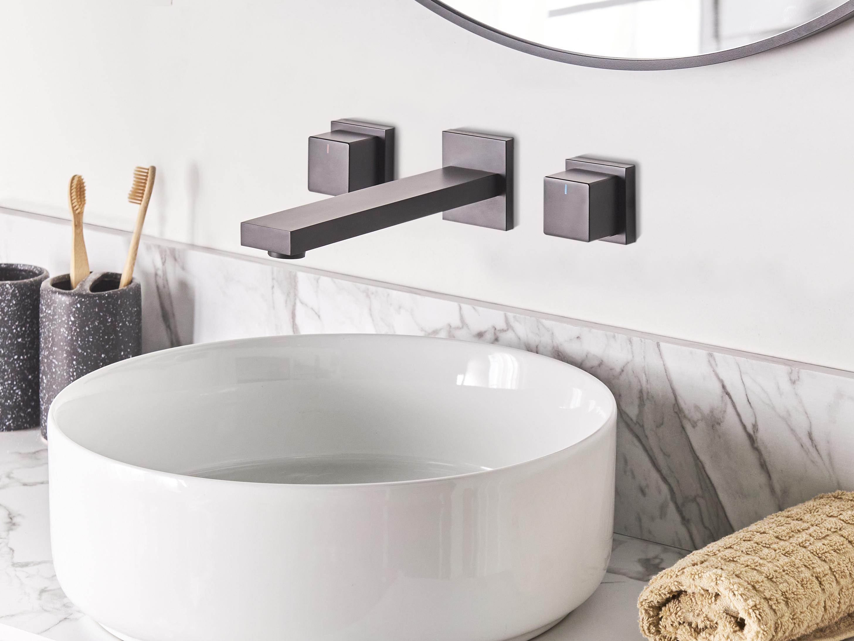 Wall Mounted Basin Mixer Tap PAILON Brass Black
