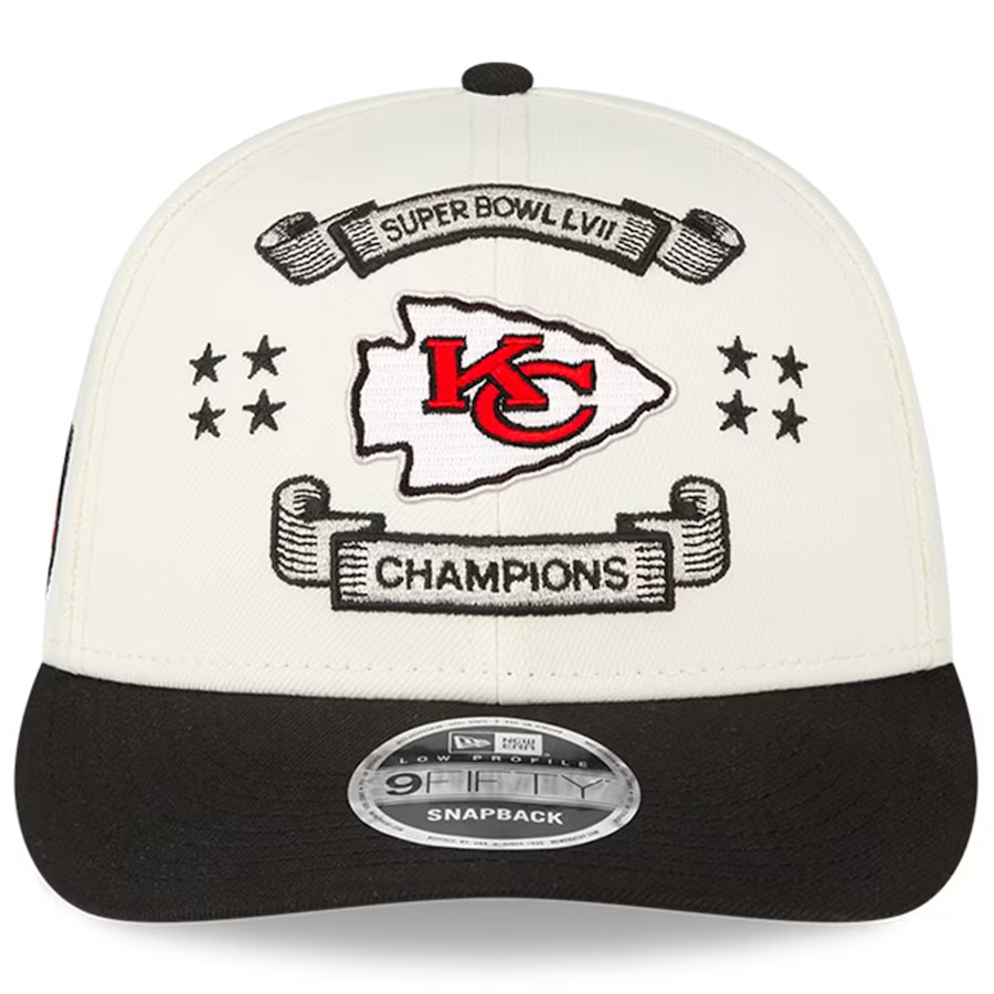 Kansas City Chiefs New Era Super Bowl LVII Champions Locker Room 9FIFTY Low Profile Snapback Hat - Cream