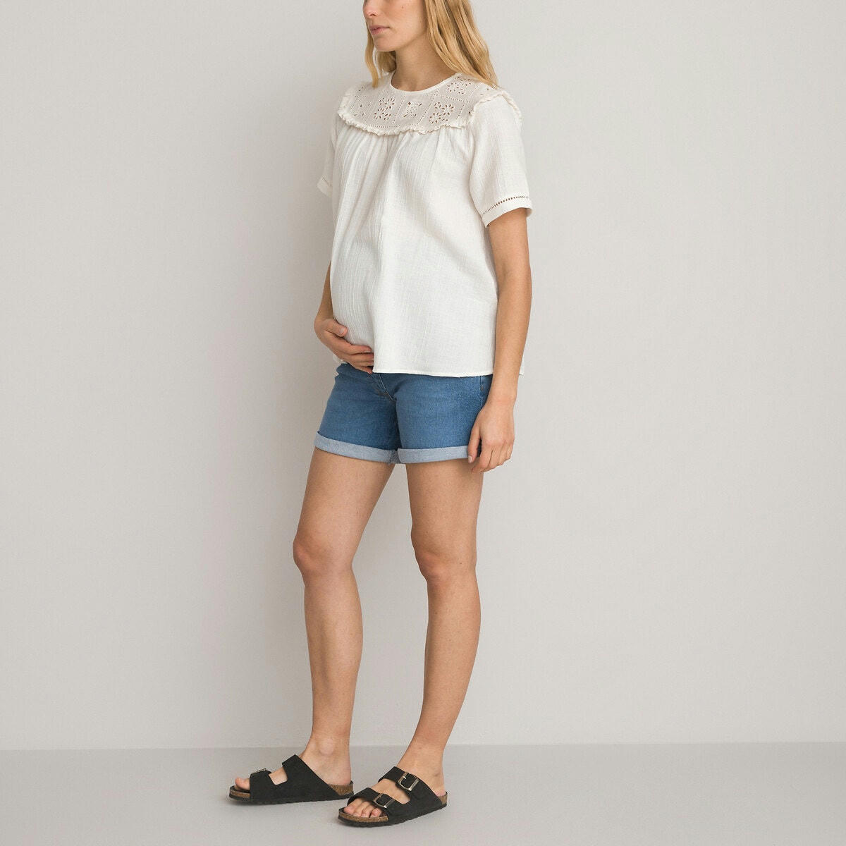 Short de grossesse, en denim