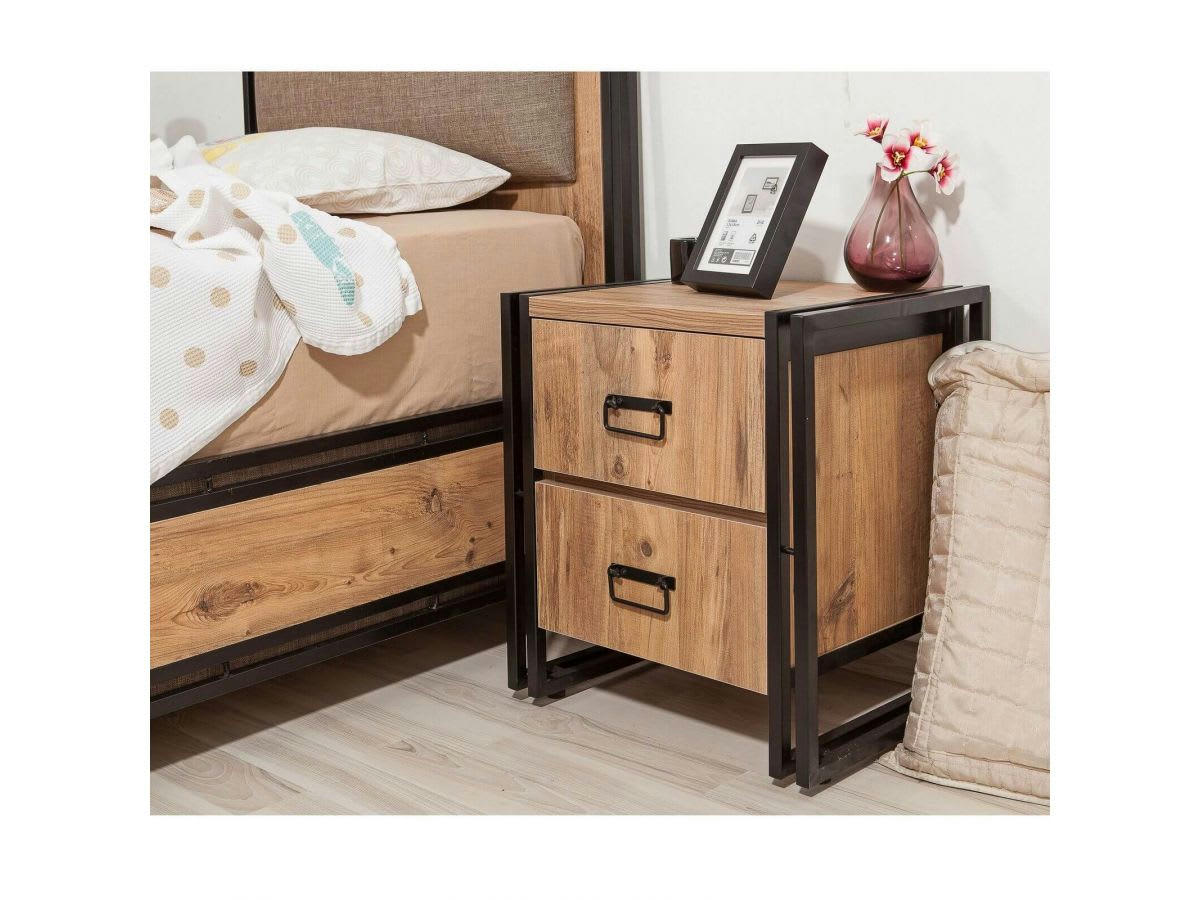 TENGA - TENGA - Table de chevet Pin Atlantique Noir