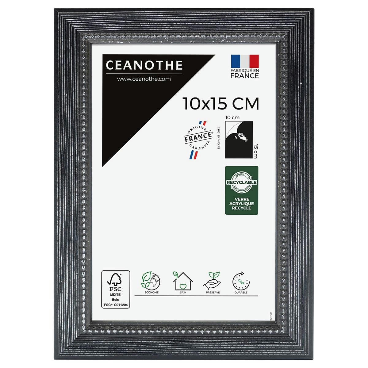 PERLE - Cadre photo Perle noir 10x15 cm