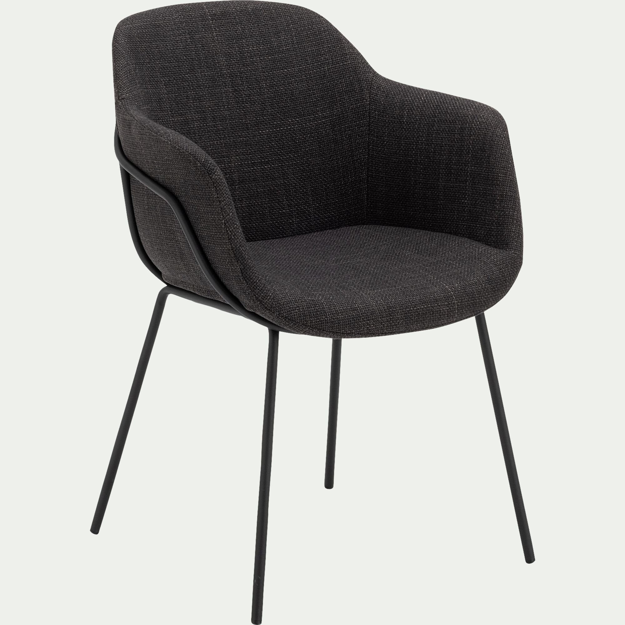 CHLOE - Chaise en tissu avec accoudoirs - noir