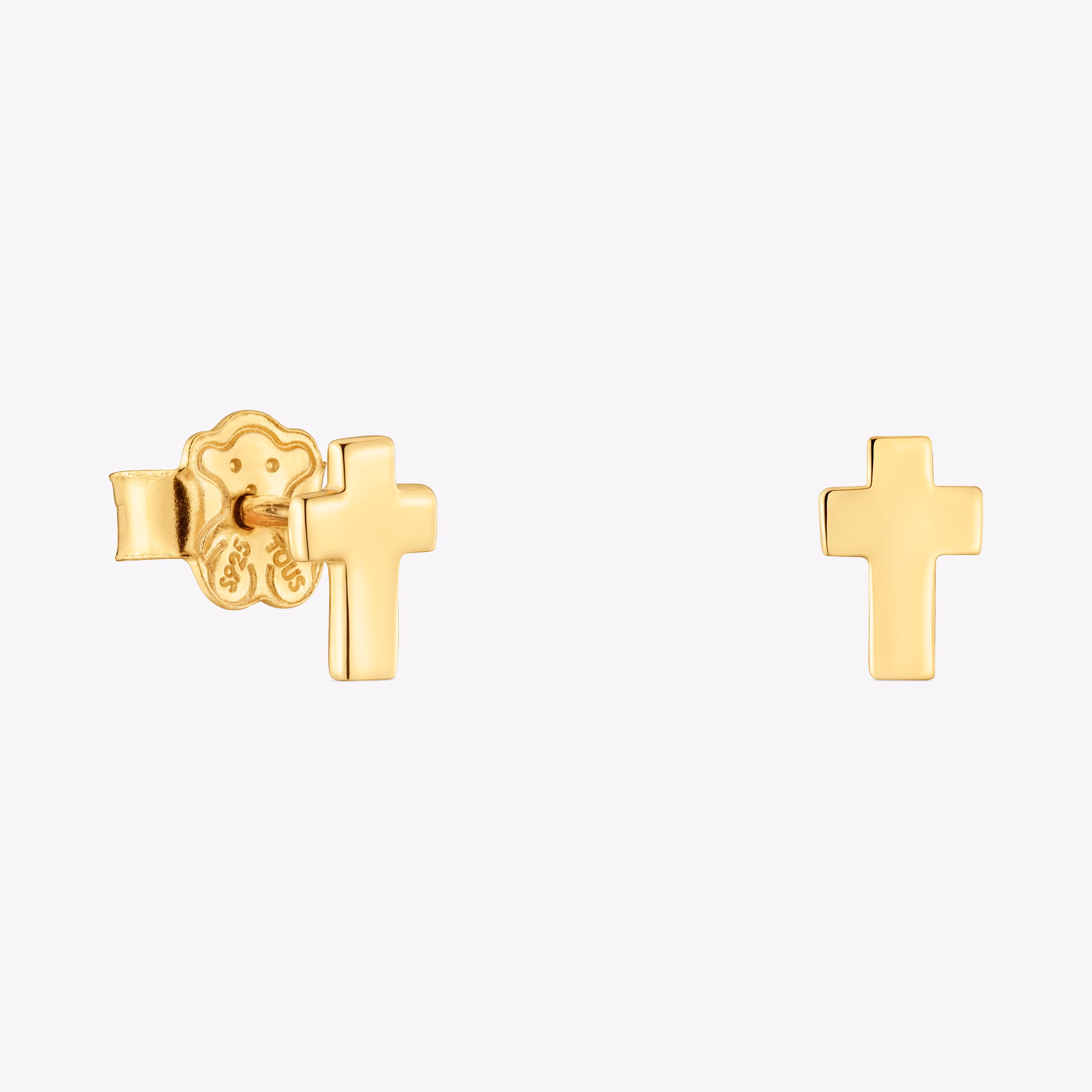 Pendientes cruz con baño de oro 18 kt sobre plata TOUS Motivos