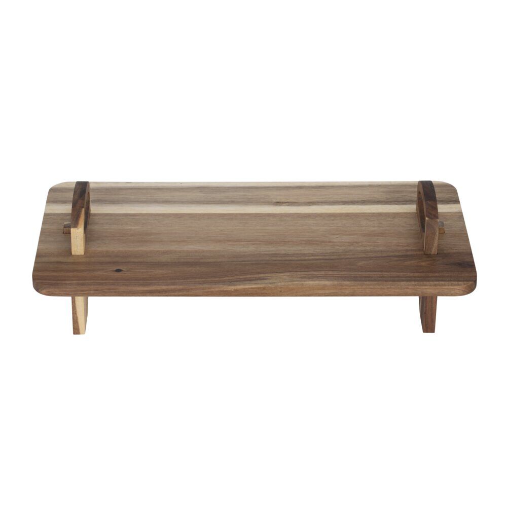 Plateau de présentation sur pied en bois avec poignées 55xH16x27cm