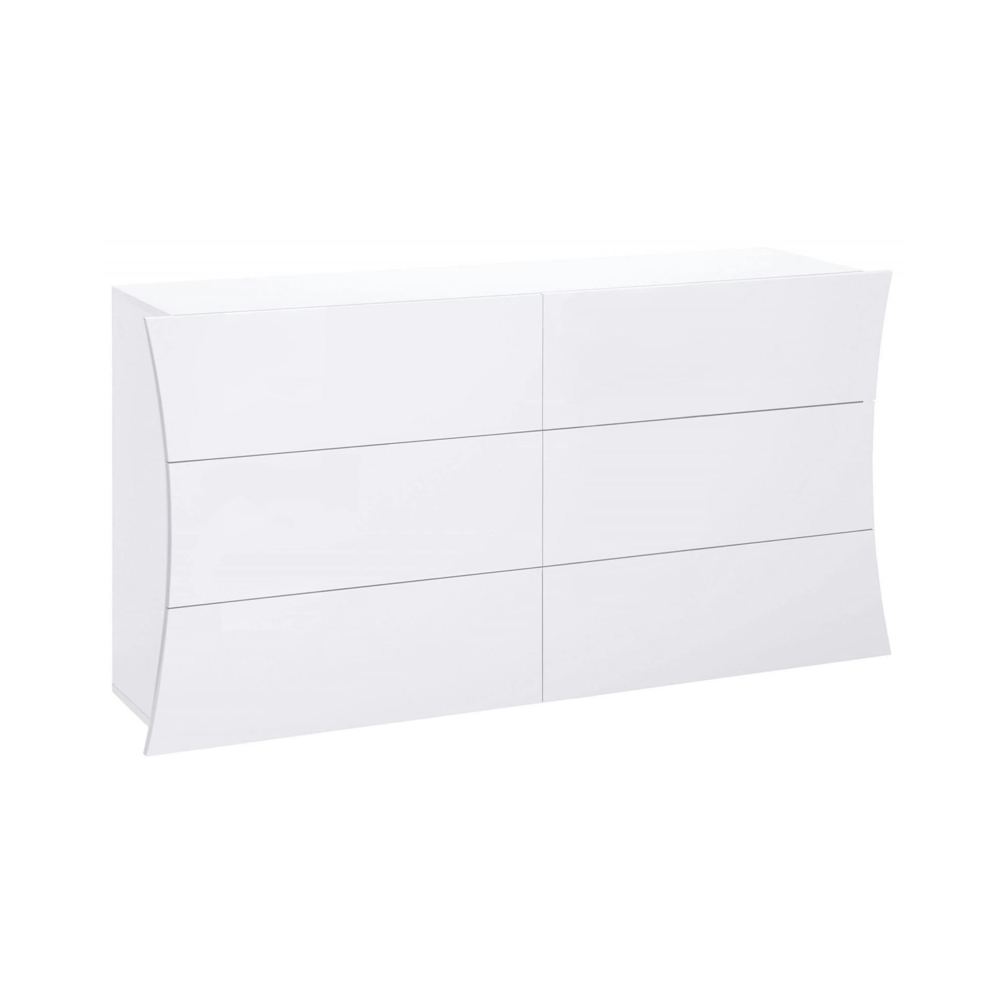 - Commode géométrique moderne effet bois blanc brillant