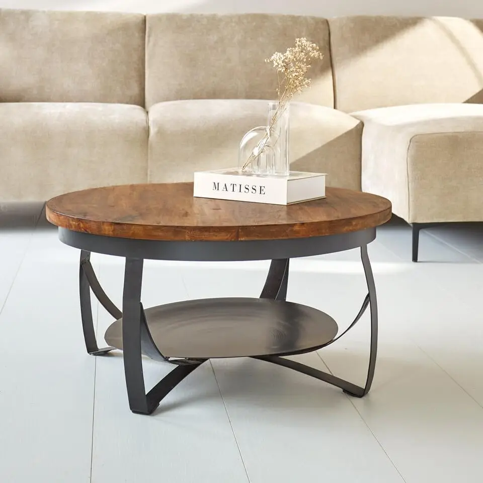 Industri?le salontafel Oxis 70 cm - Mangohout - Bruin