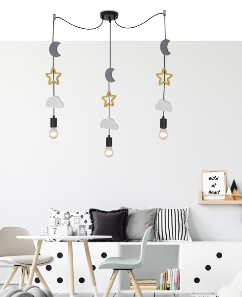 Lampa wisząca Trio kolorowe ozdoby czarna 3xE27x20W IP20 Candellux