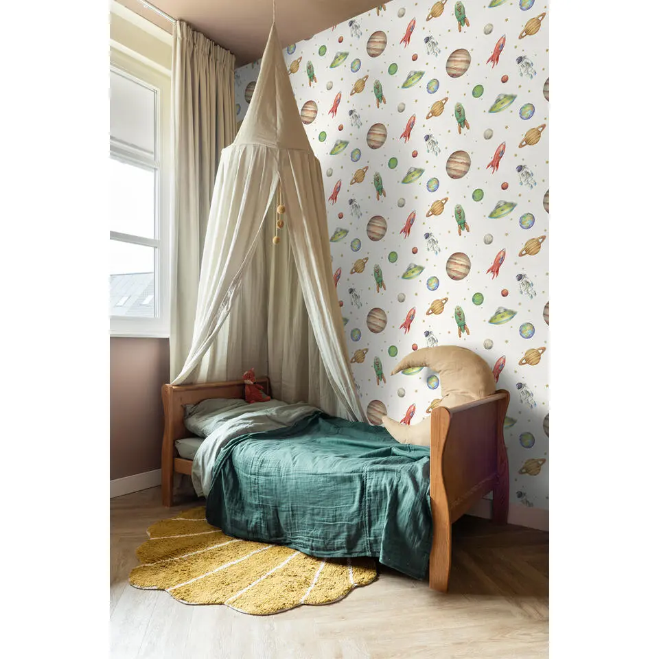 Sanders & Sanders behang planeten in de ruimte wit, groen en rood
