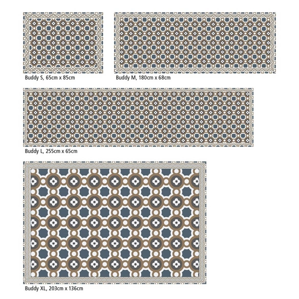Vinyl Teppich »Mandisa«, BxL:203 cm x 136 cm, beige|weiß|blau