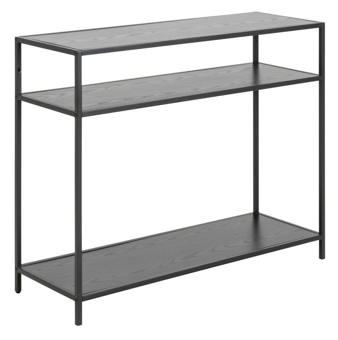 KONSOLA Seaford czarna 3 PÓŁKI Z MDF metalowa konstrukcja