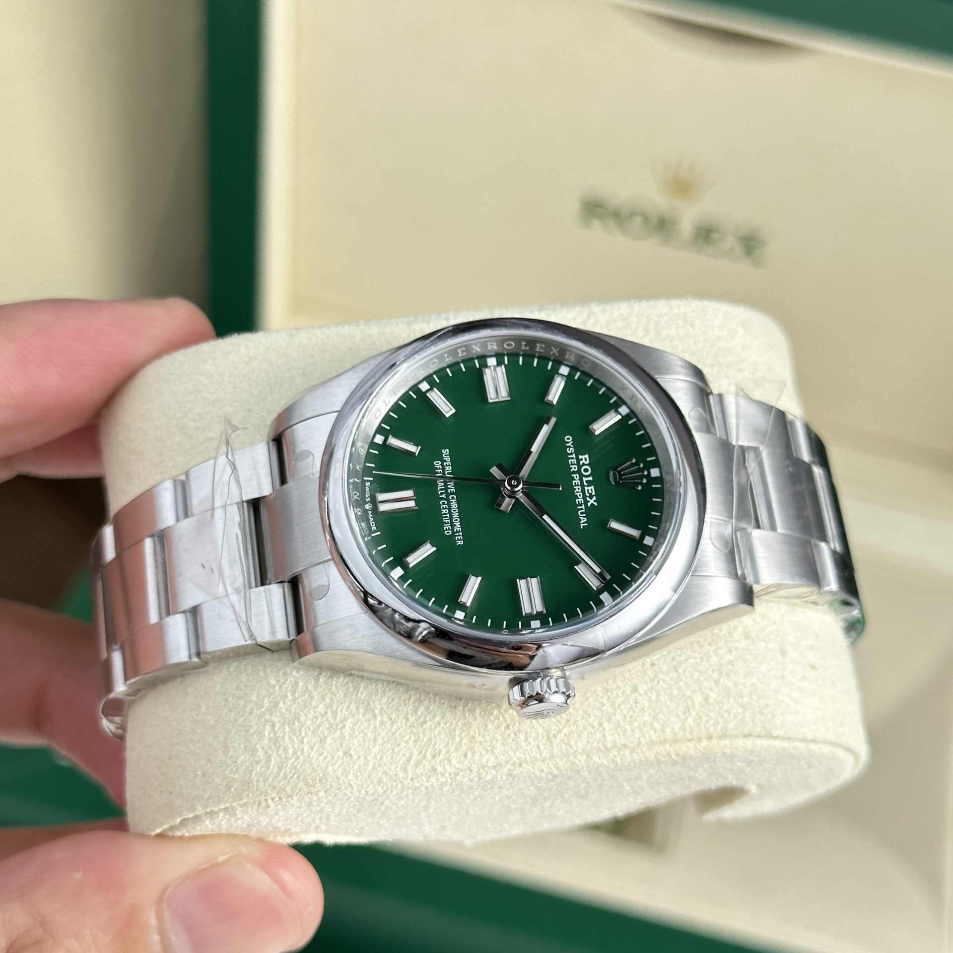 Rolex Oyster Perpetual 126000 904L Steel Green Dial 36mm Oyster Super Clone