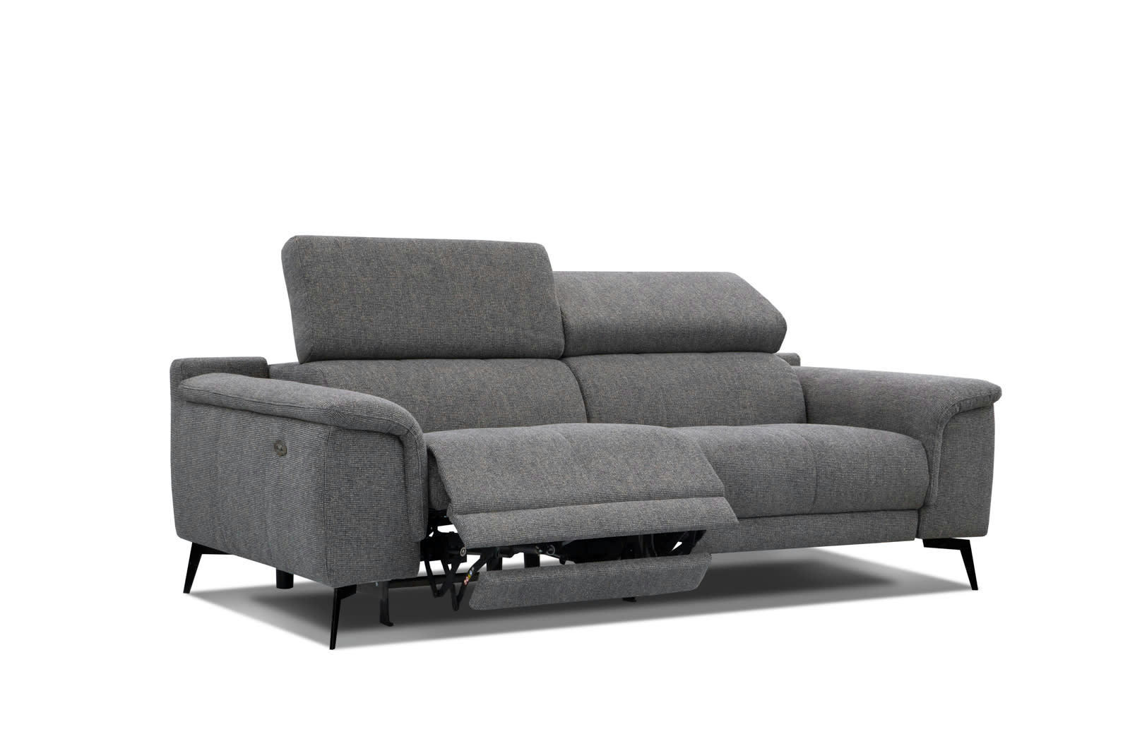 FIERO - Canapé 3 places XXL avec relax électrique côté gauche tissu gris foncé