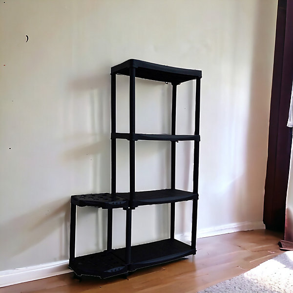 Armoire d'extérieur Dallegrett, Etagère d'extérieur, Armoire de balcon polyvalente avec 2 étagères, 89x30h133 cm, Anthracite