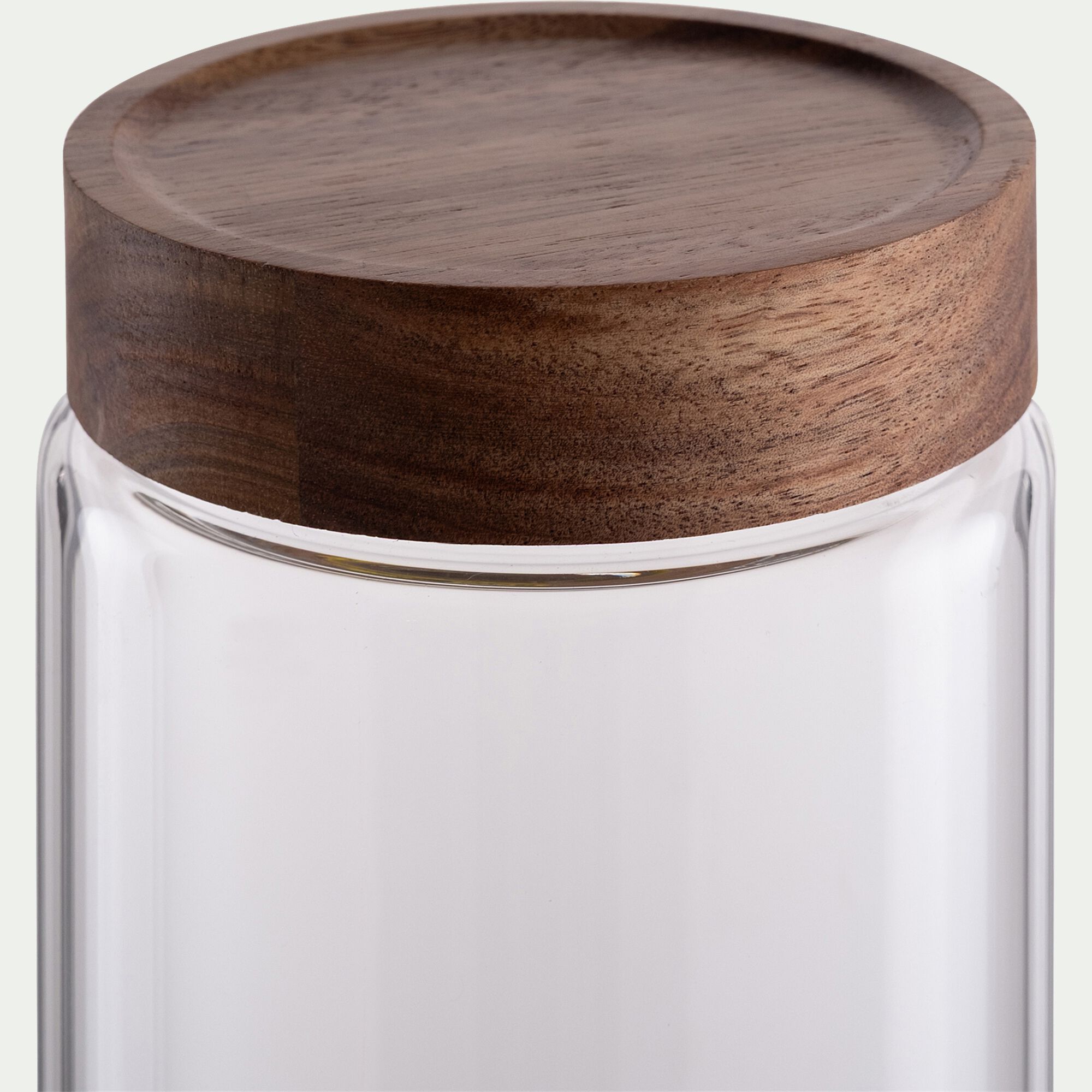 LOMBI - Bocal de conservation en verre avec couvercle en acacia 2L - transparent