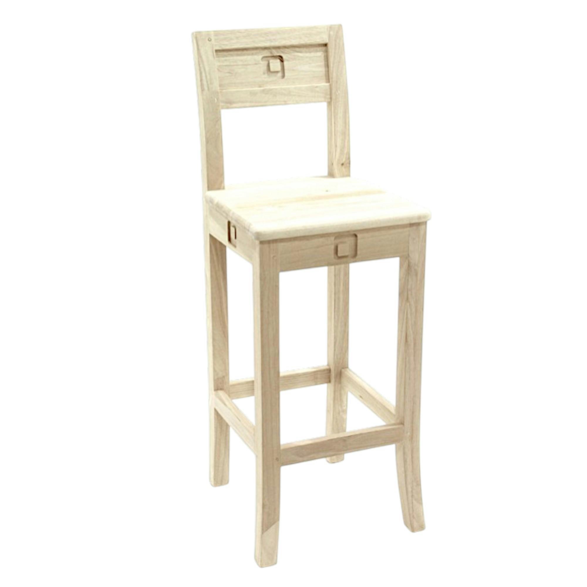 Chaise de bar hévéa 38x41x105cm TESSA