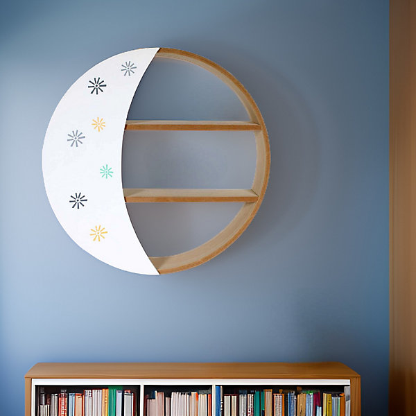 Etagère ronde avec demilune en bois