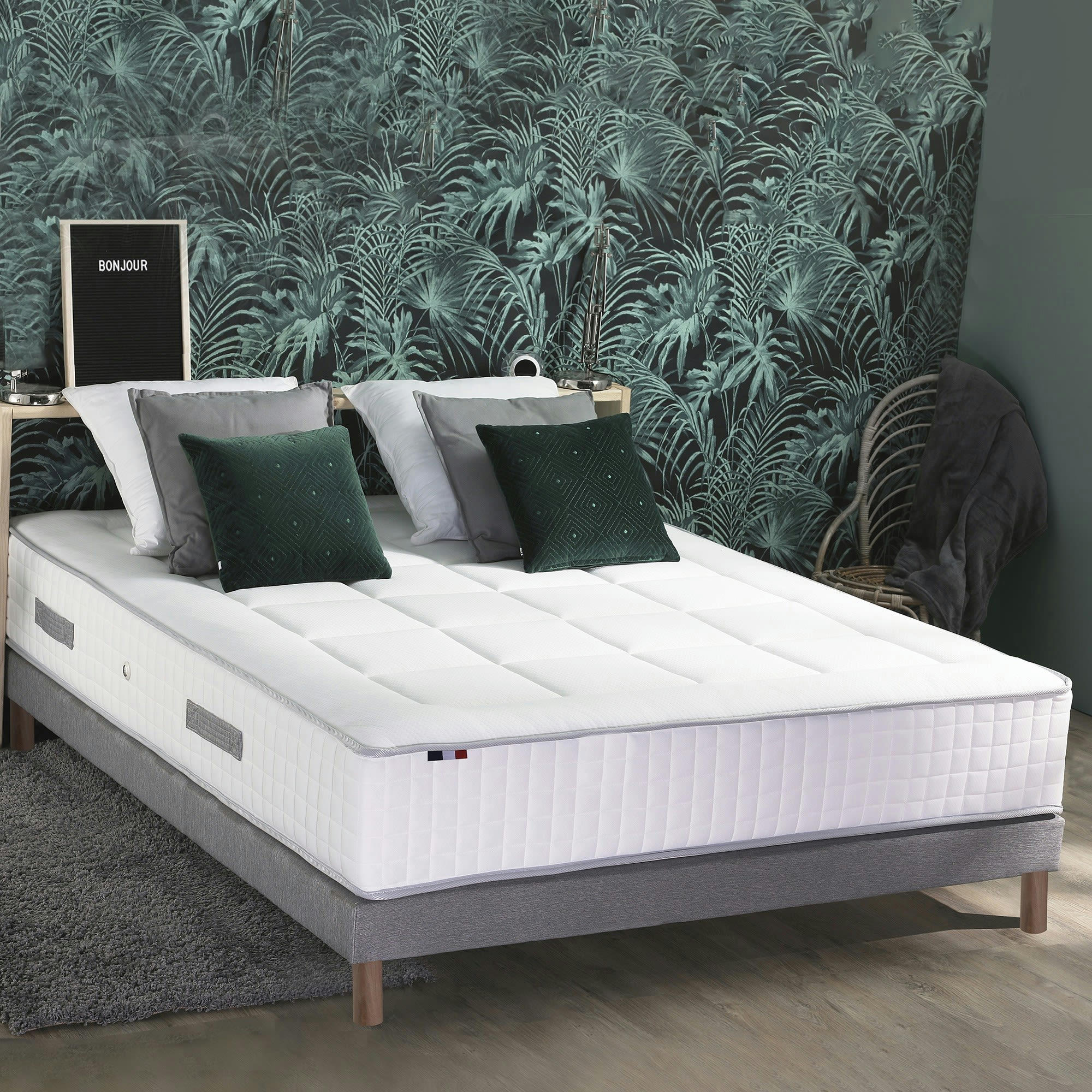 PACK PALACIO 2 - Ensemble matelas Ressort 7 zones + sommier + oreiller couette 140x190