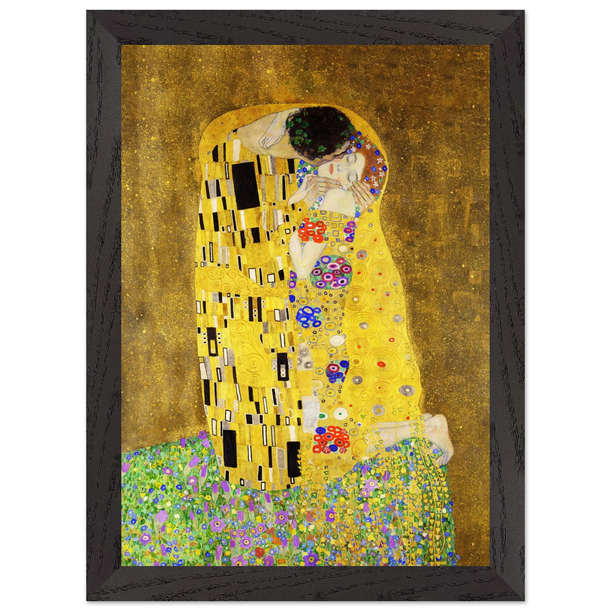 Artfulprints Poster met Lijst Gustav Klimt - The kiss  - A4 21x29.7 cm - Geel