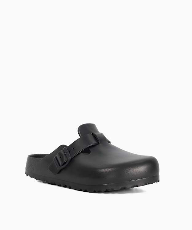 Boston Eva Black - Buckle-Detail Clogs