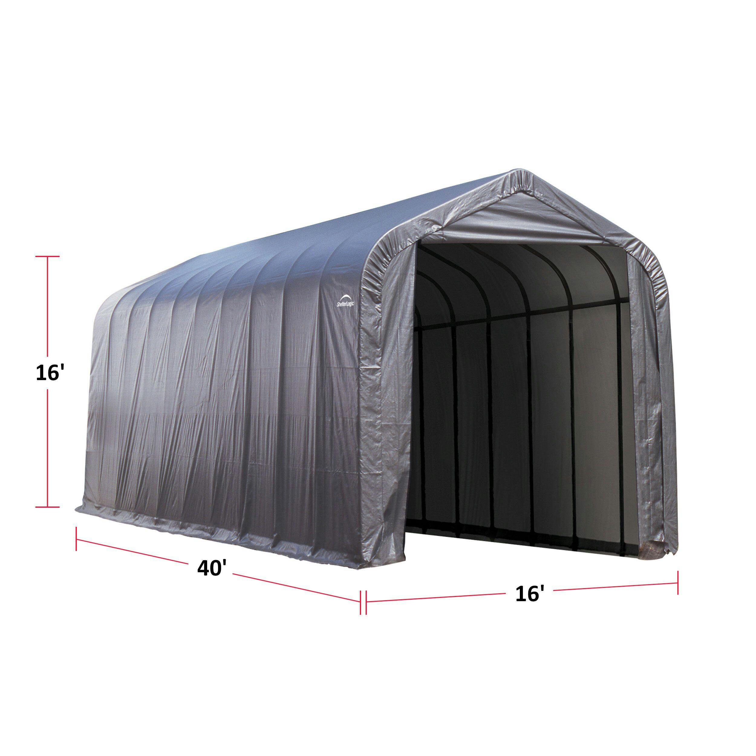 ShelterLogic ShelterCoat™ Peak Style Shelter, Grey, 14-ft x 40-ft x 16-ft
