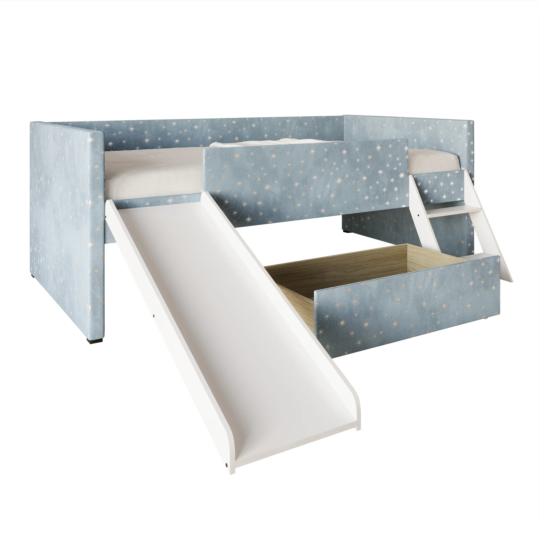 CraftPorch Multifunctional Velvet Upholstered Loft Bed