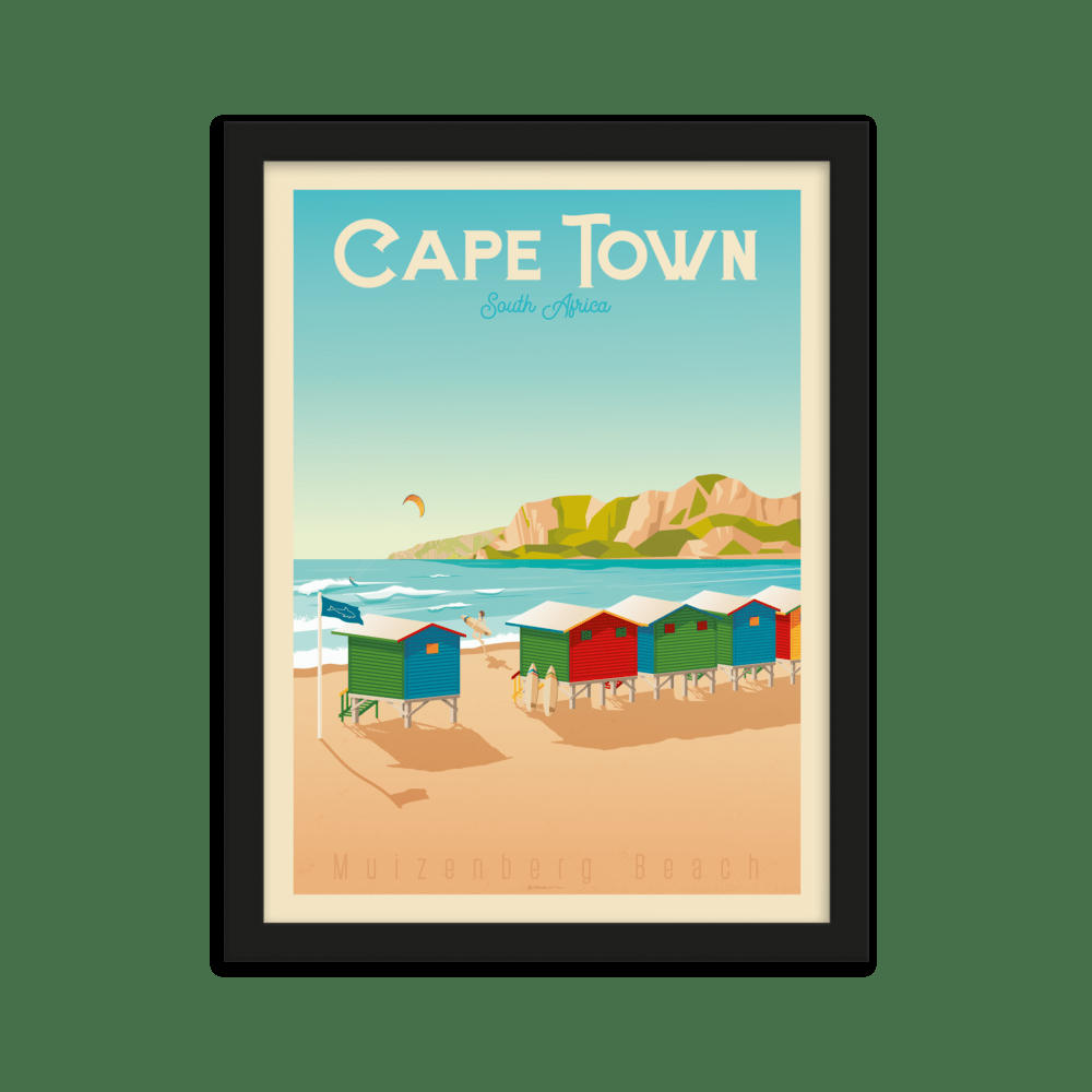 - Affiche Le Cap Afrique du Sud + Cadre Bois noir 21x29,7 cm