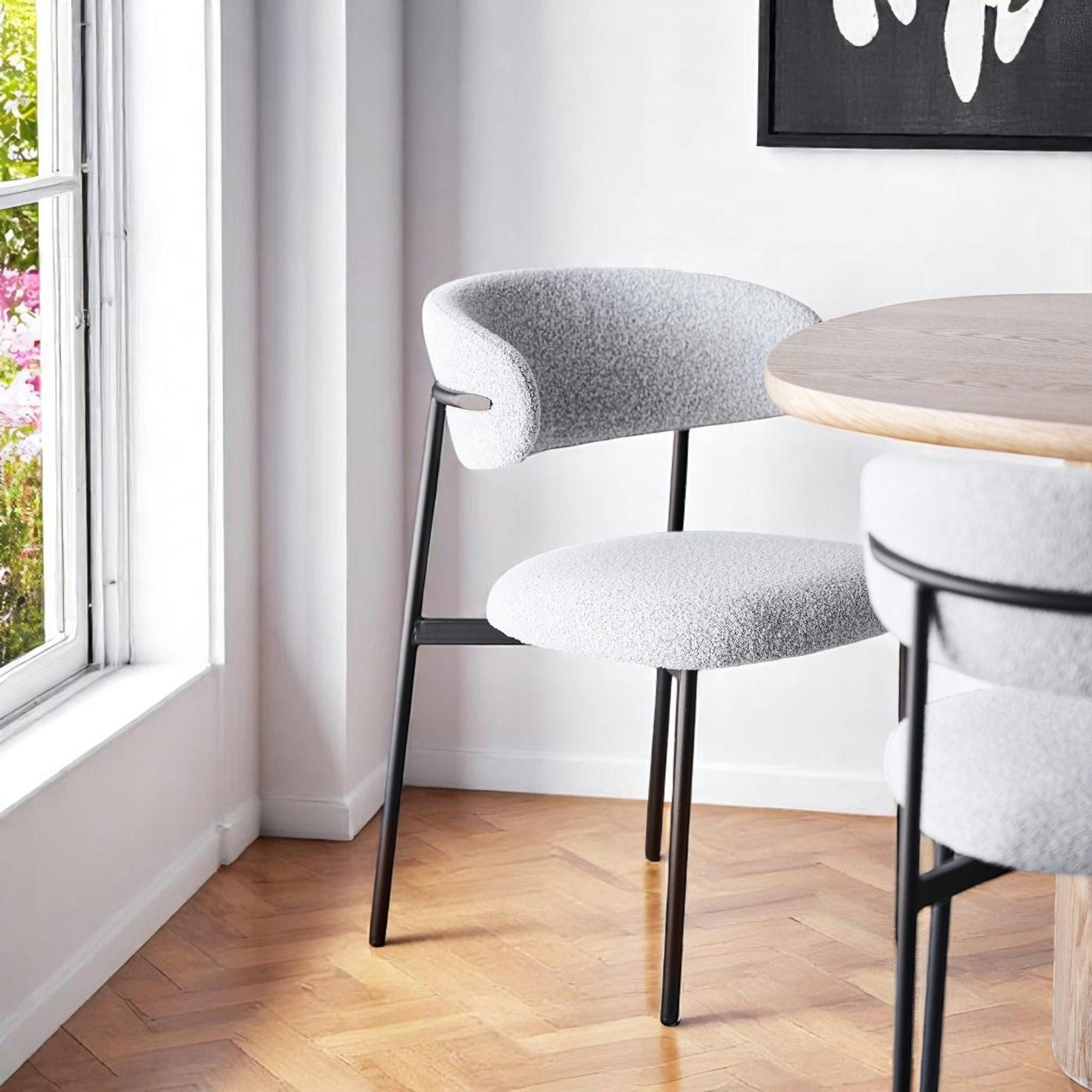 Chaise de salle à manger sable en bouclette avec dossier arrondi (lot de 2) MONTREUX