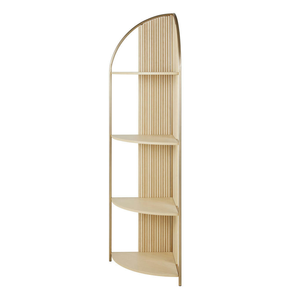 Ormond - Etagère d'angle beige et métal coloris laiton rosé