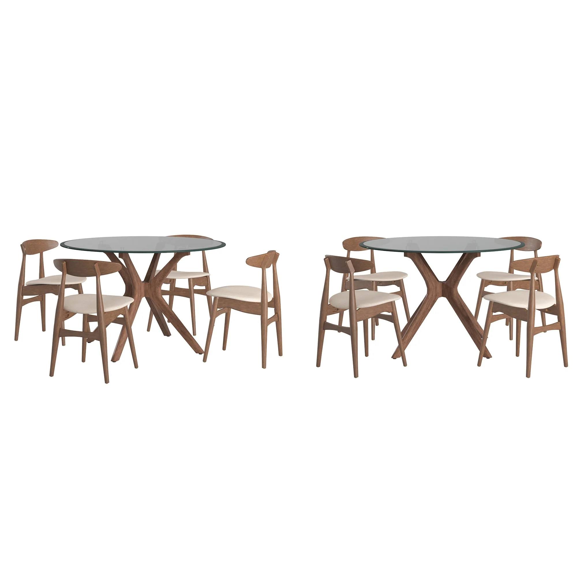 Sylvestria Mid-Century Walnut Finish Round Dining Set