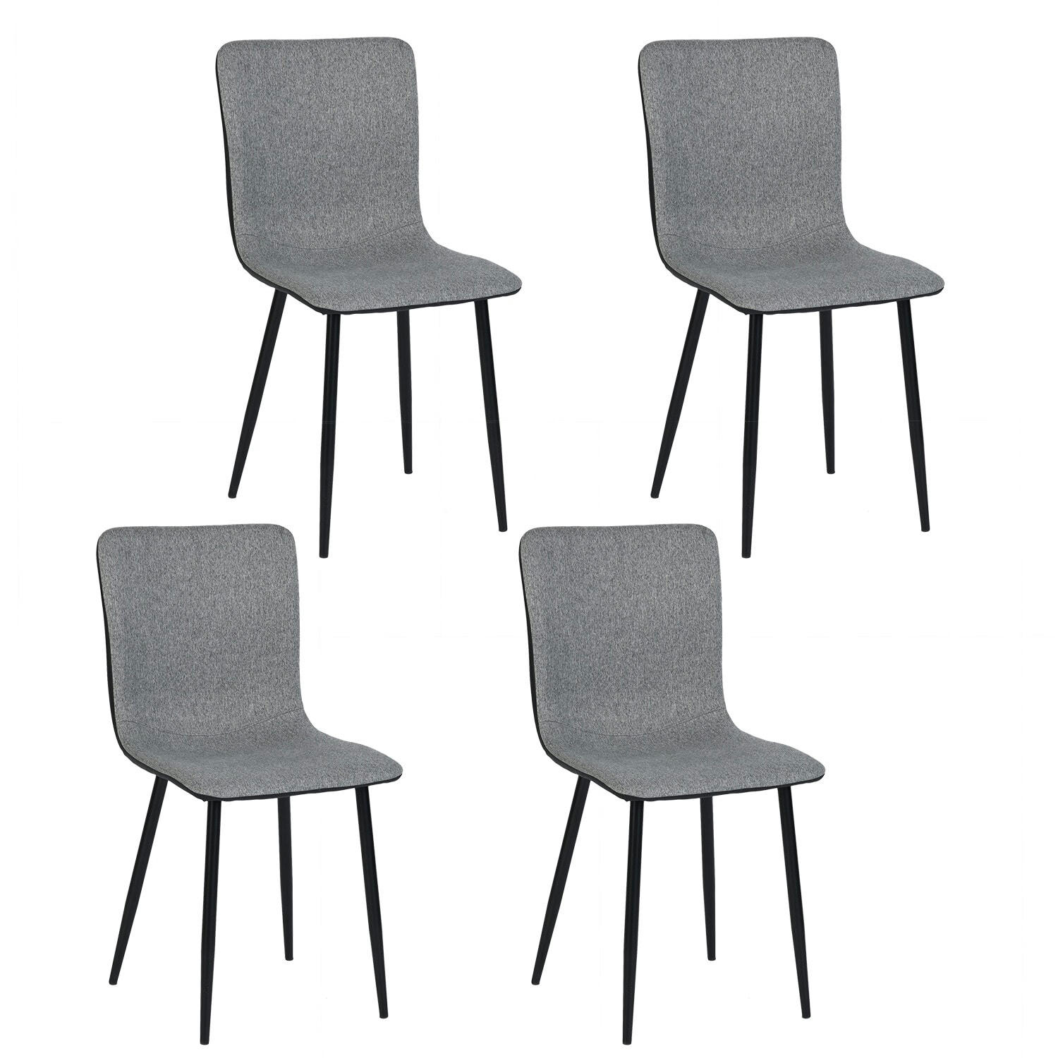 - Lot de 4 chaises de salle à manger en tissu gris