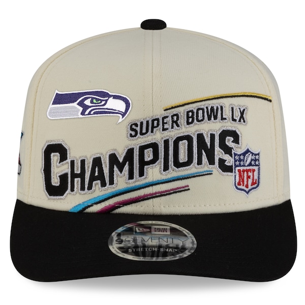 Seattle Seahawks New Era Super Bowl LX Champions Locker Room Trophy Collection 9SEVENTY Adjustable Hat - Cream/Black