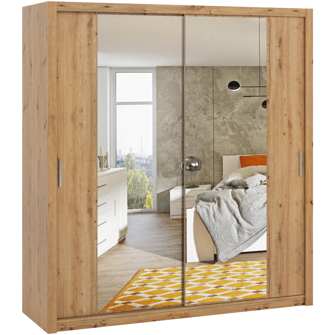 Szafa przesuwna z lustrem 200 BOSCO BO10 dąb artisan