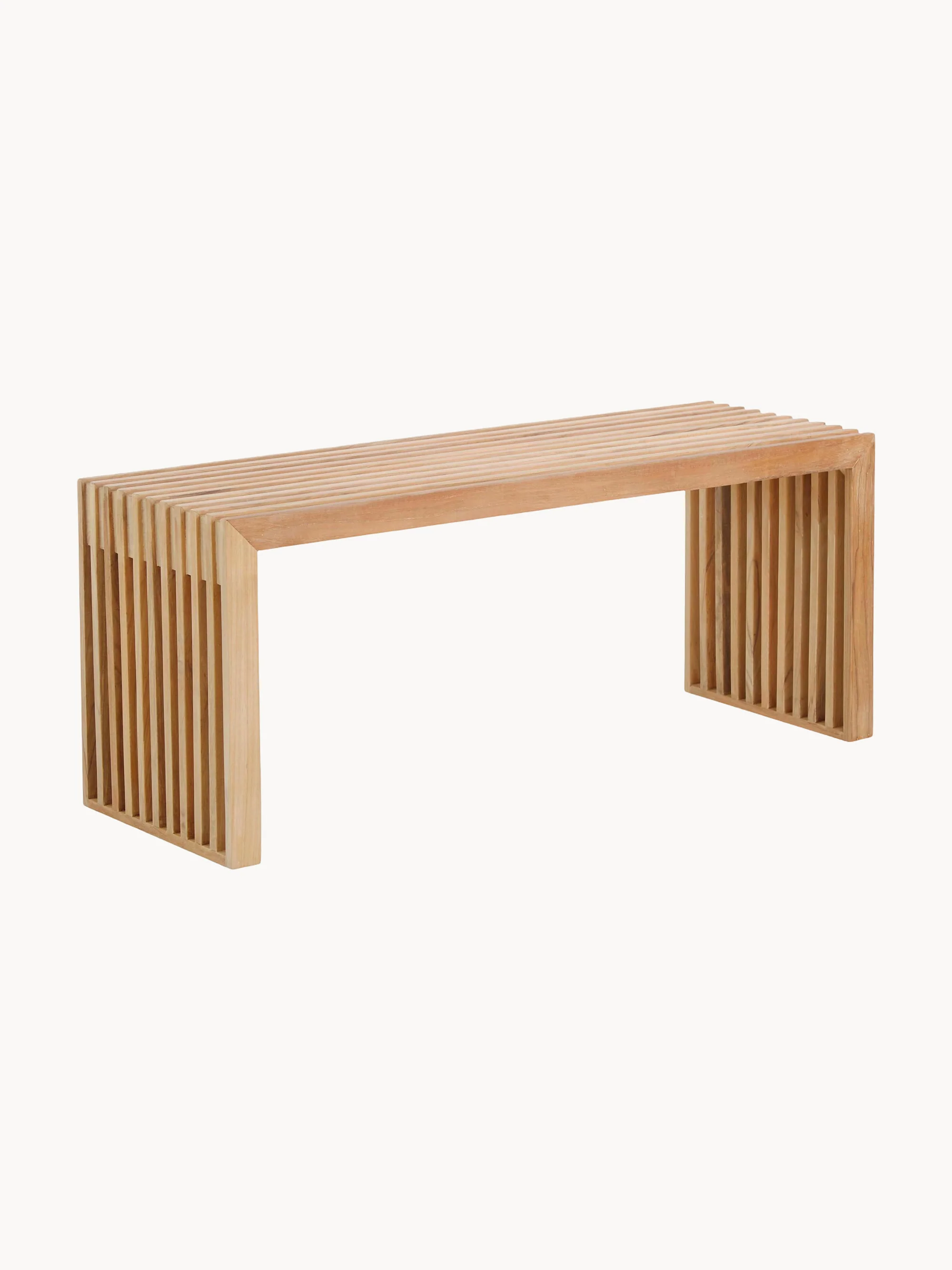 Handgefertigte Sitzbank Rib aus Teakholz
