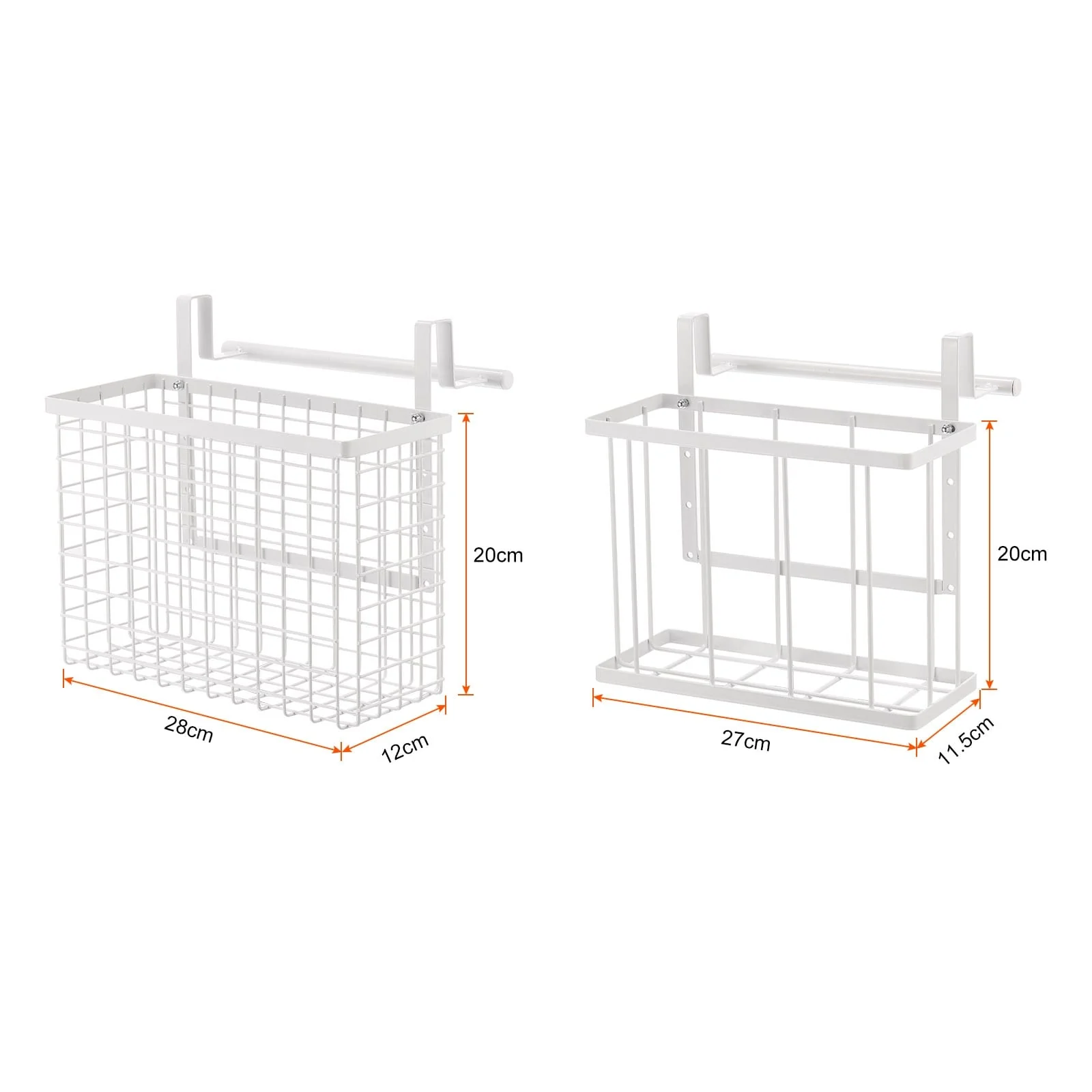 Cabinet Door Organizer, Kitchen Cutting Board Organizer with Towel Bar White