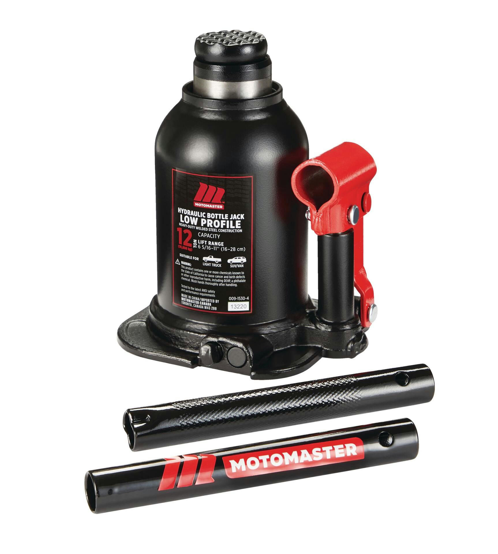MotoMaster Heavy-Duty Low Profile Jack / Hydraulic Bottle Jack, 12-Ton