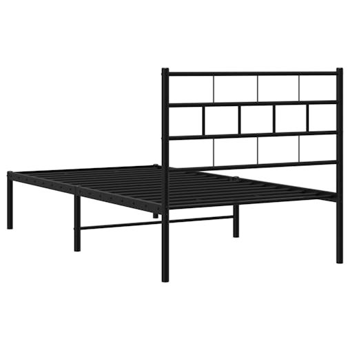 NNEVL Metal Bed Frame with Headboard Black 107x203 cm