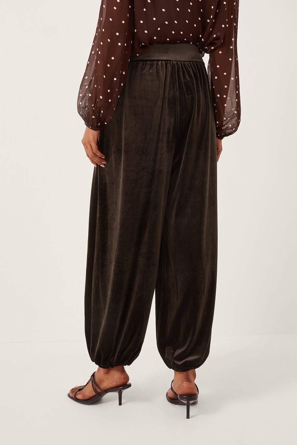 Monsoon Victoria Velvet Harem Trousers Brown