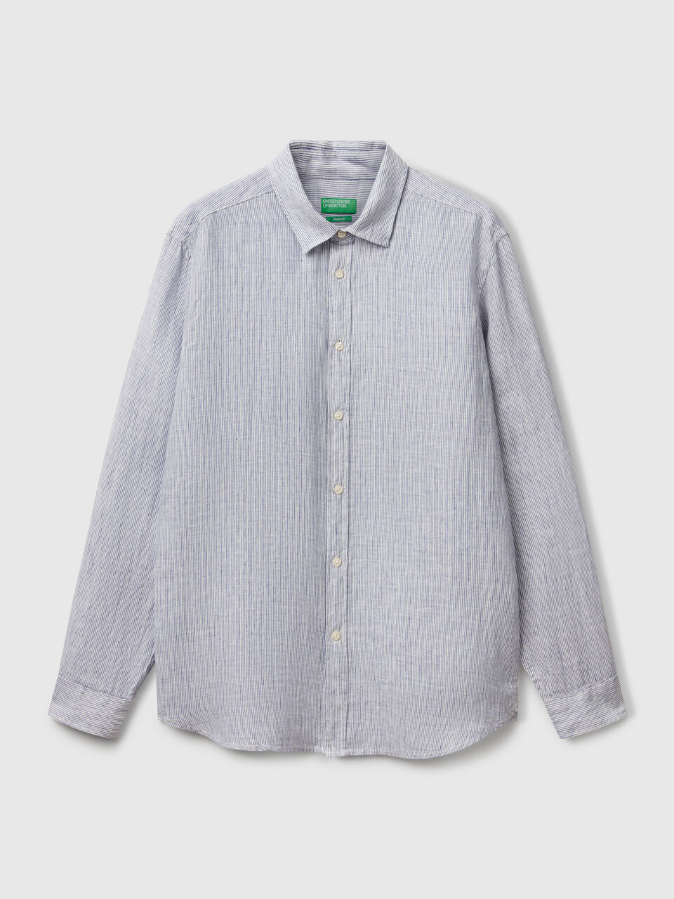 Blue patterned shirt in pure linen