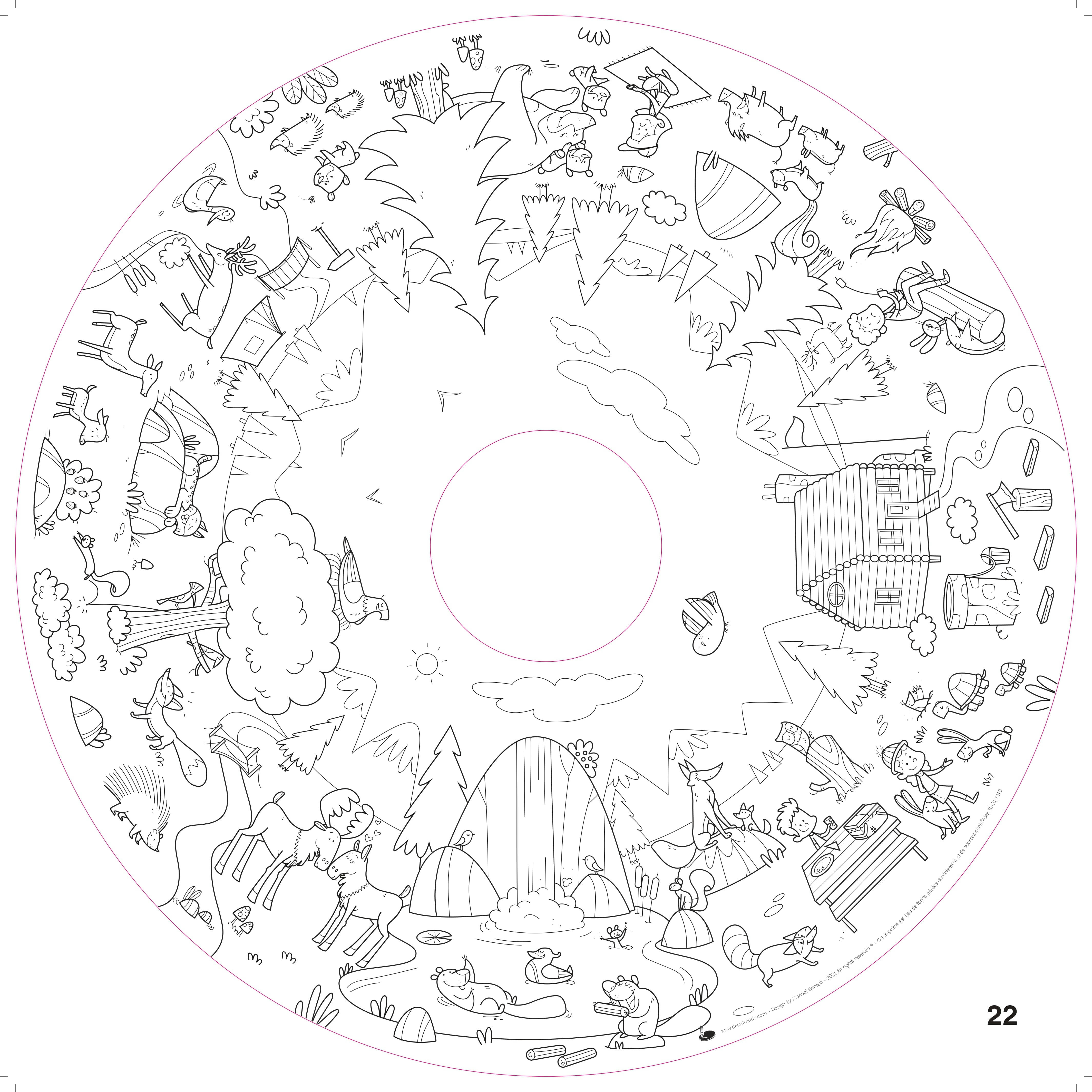 FUN ACTIVITIES - Table à dessiner multifonction en bois D70 cm