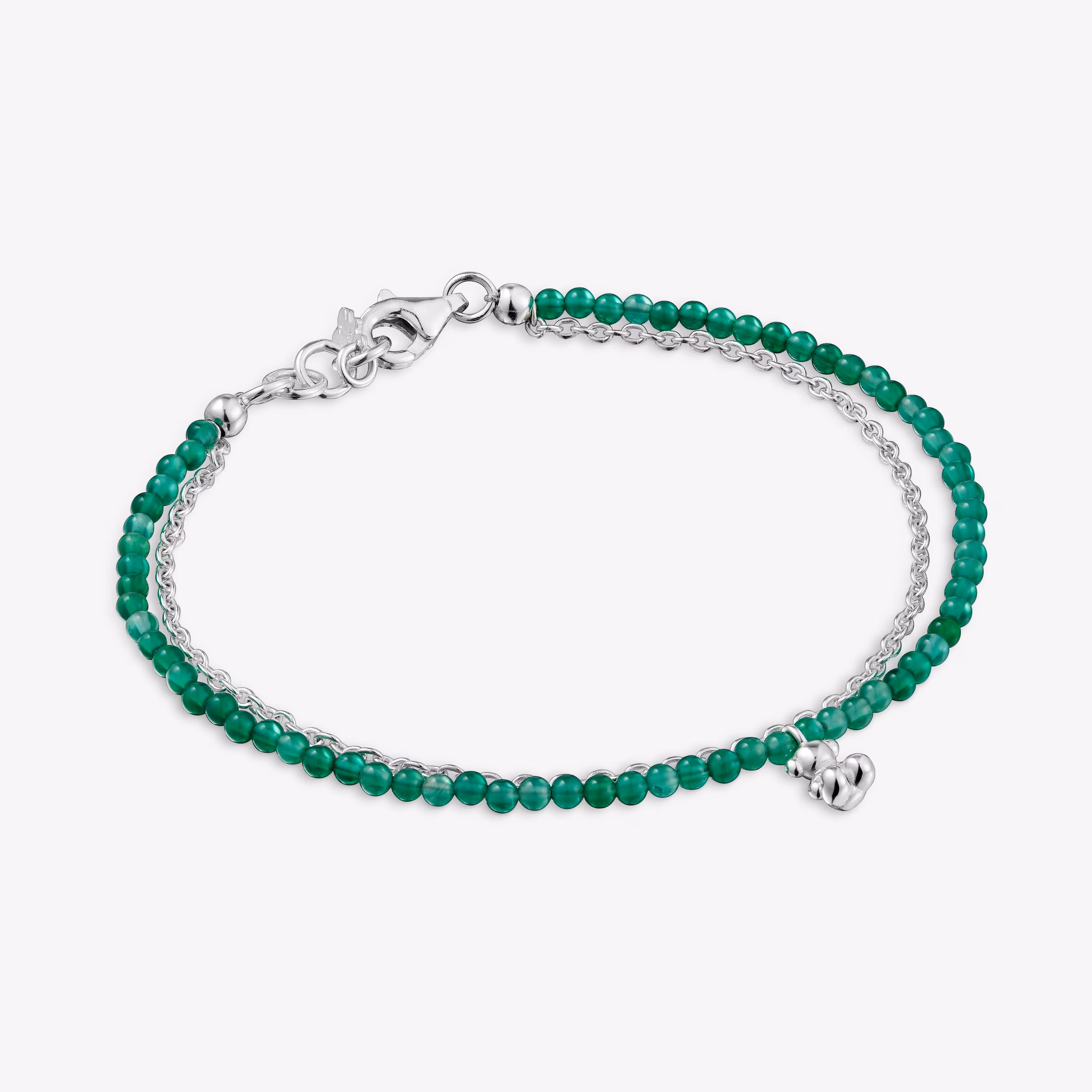 Pulsera de plata y calcedonia verde tratada Bold Bear