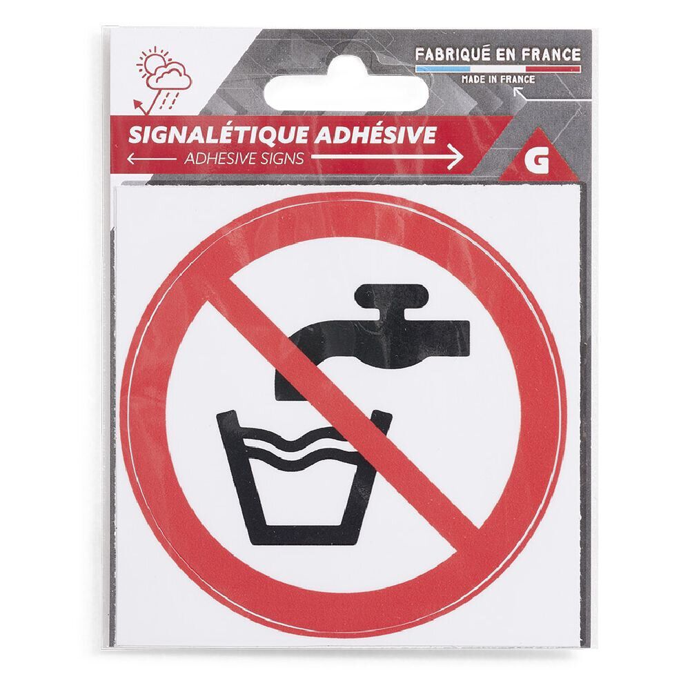 Signalétique adhésive "Eau non potable" - 8x8 cm