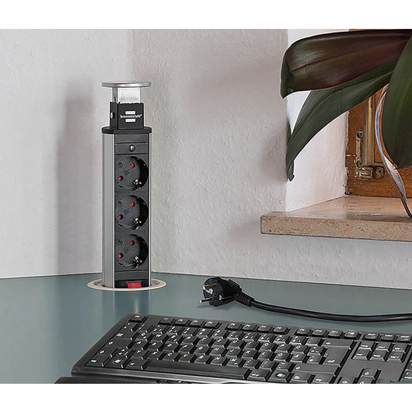 Tischsteckdosensäule »Tower Power«, schwarz, 230V