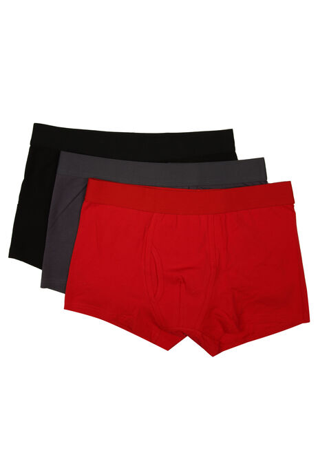 Mens 3pk Red Keyhole Trunks