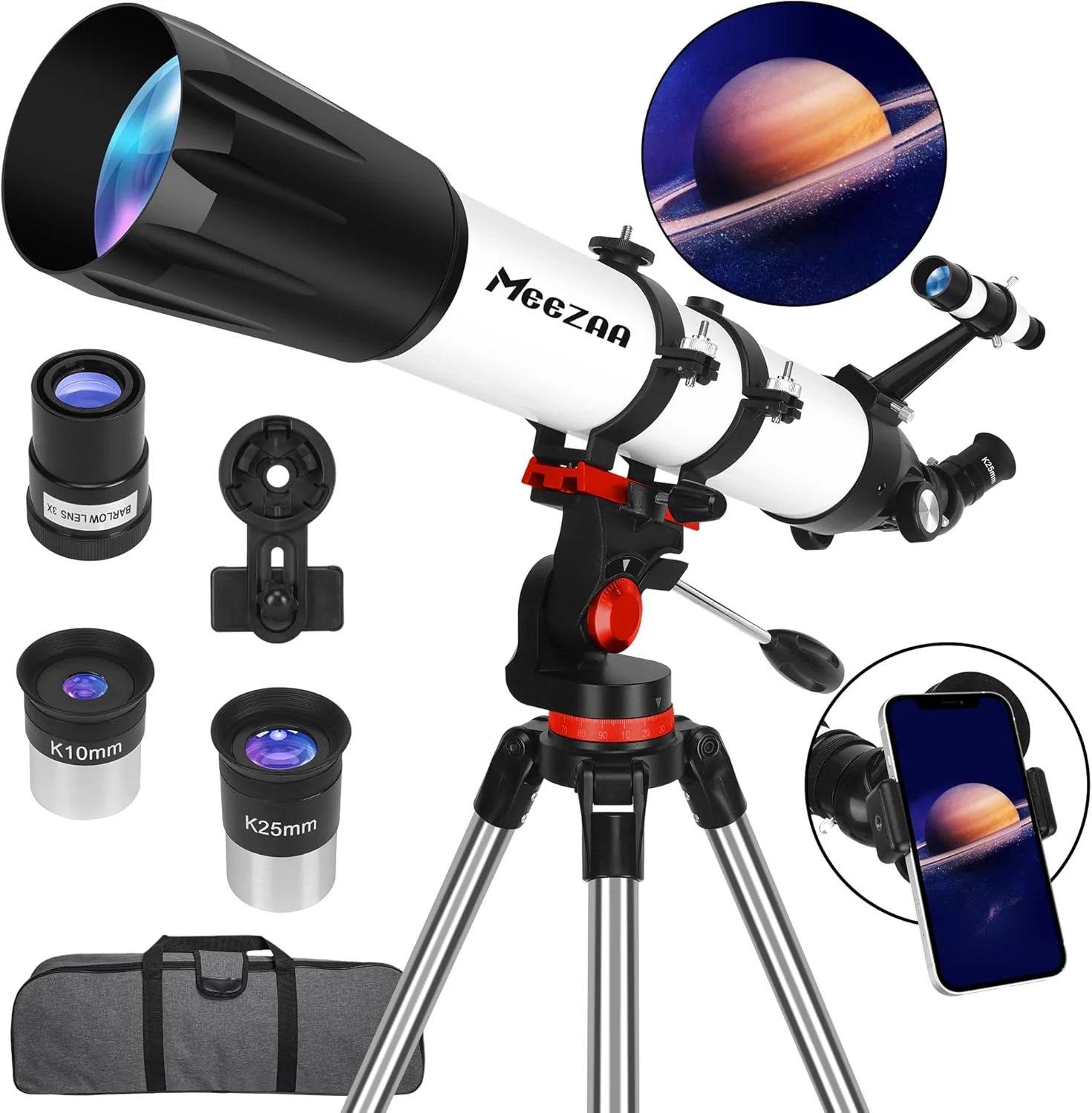 Telescope, Telescope for Adults High Powered Professional, 90mm Aperture 800mm Refractor Telescopes for Astronomy Beginners Fully Multi-Coated with AZ Mount Tripod  Phone Adapter  Carry Bag