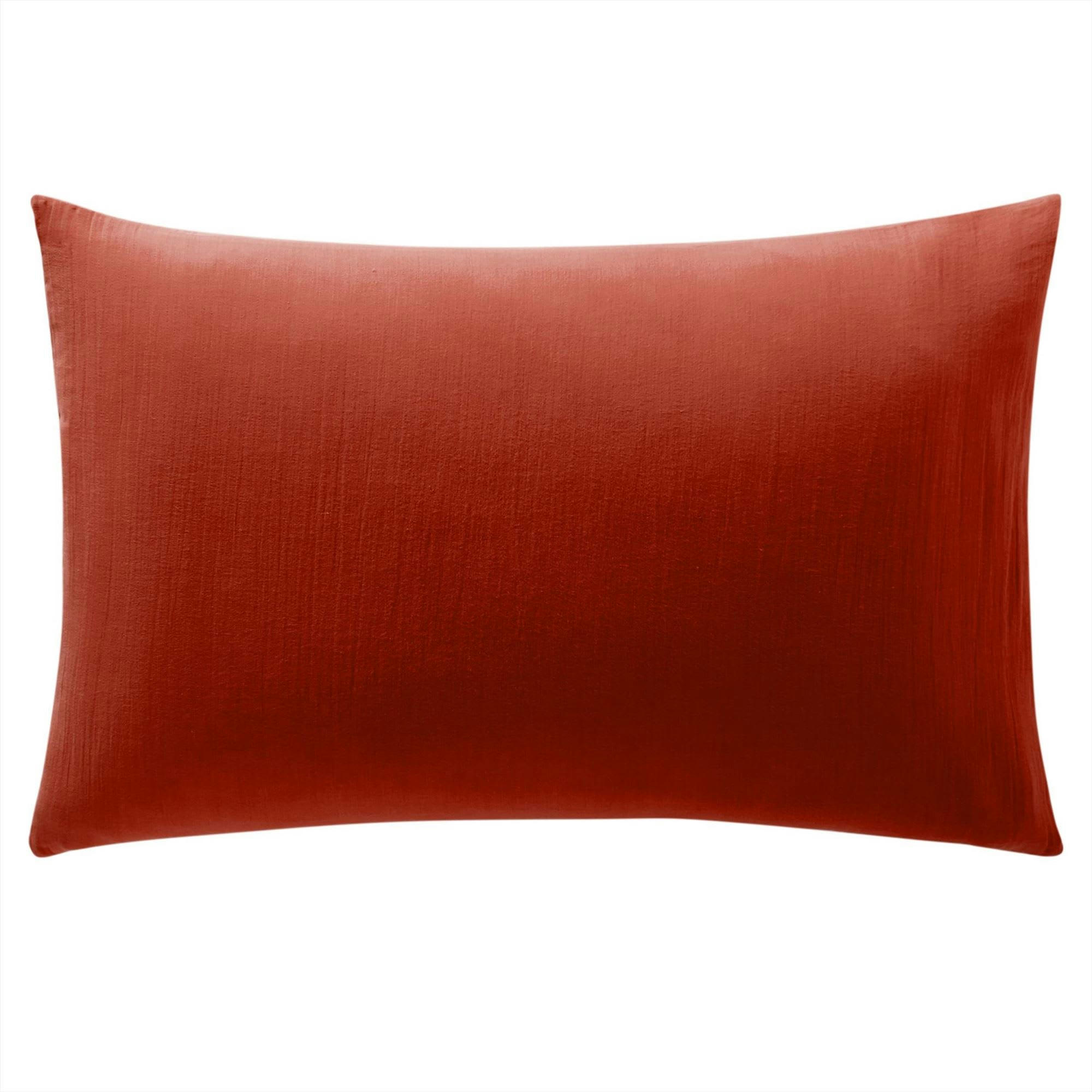 DOUBLE GAZE - Taie sac 65x65 orange terracotta en coton