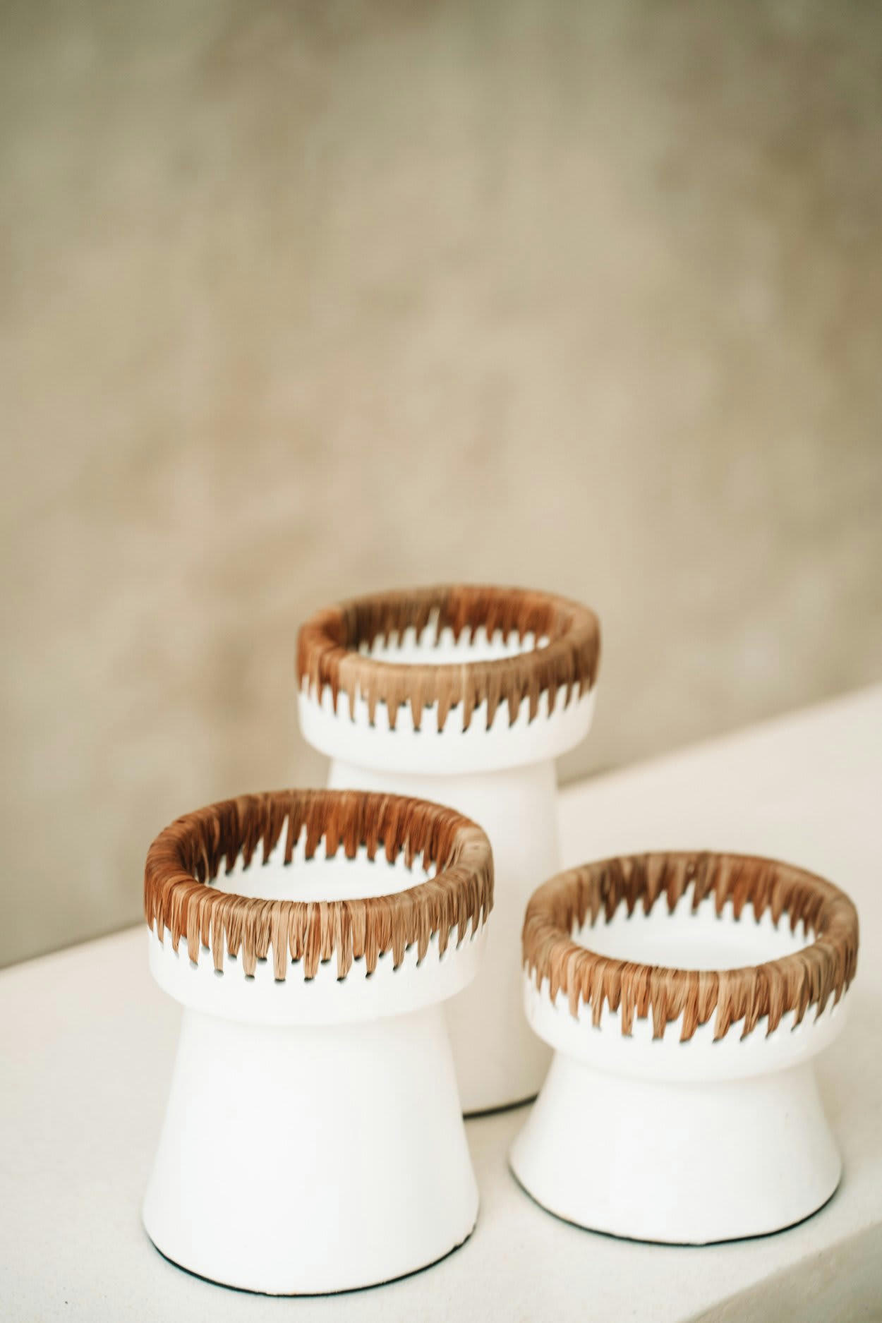 PRETTY - Bougeoir en terre cuite blanc naturel 12x12