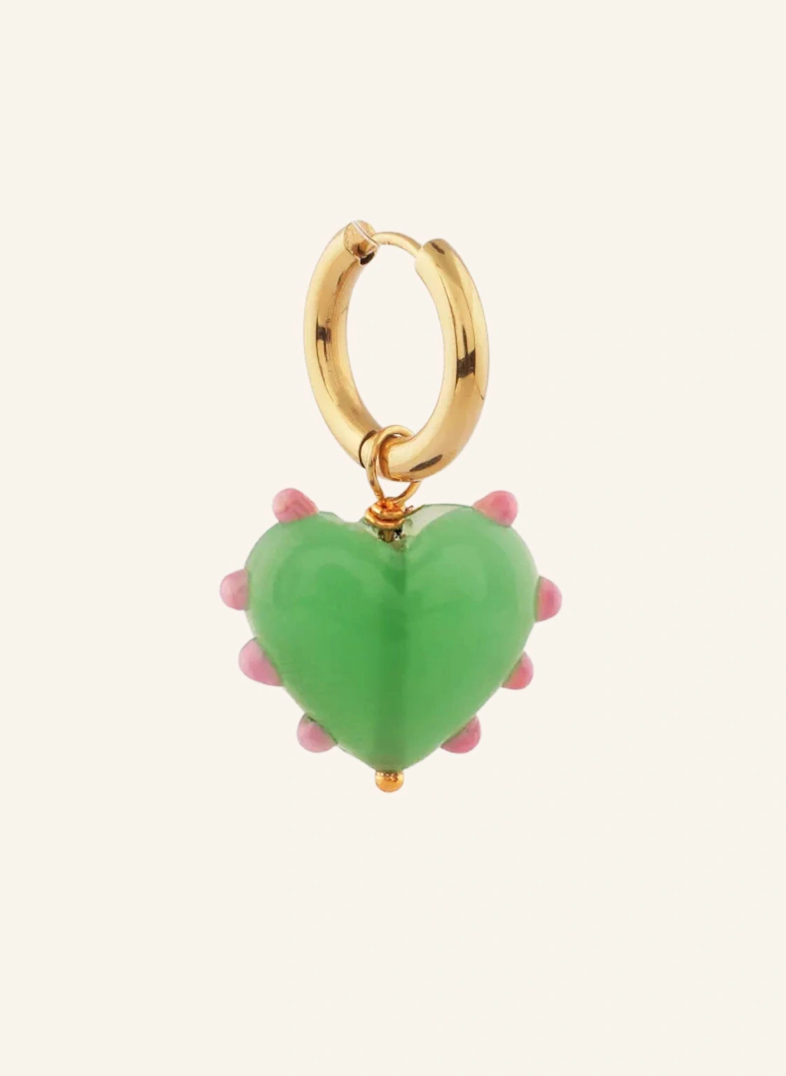 sandralexandra Creolen MILAGROS HEART SINGLE JADE GREEN by GLAMBOU