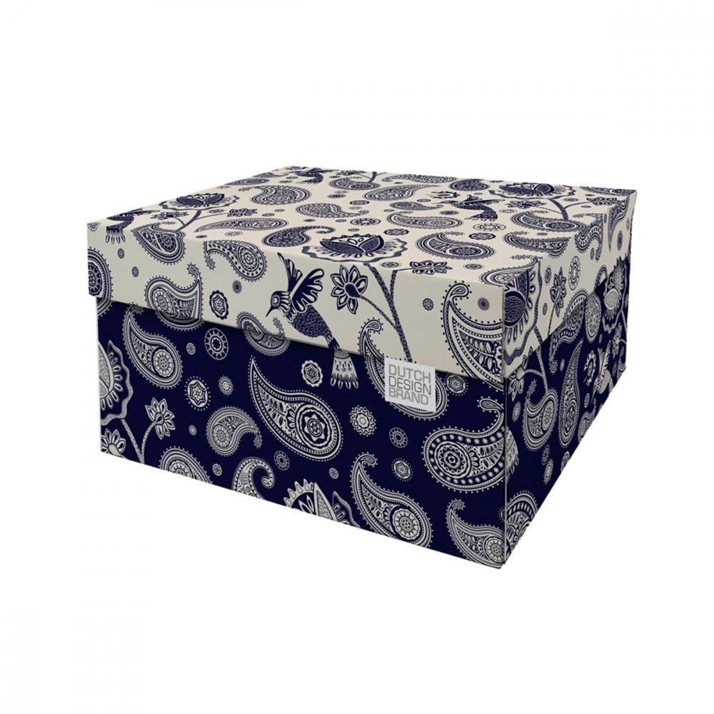 BOOKS - Boite de rangement carton bleu 39,5x32x21cm