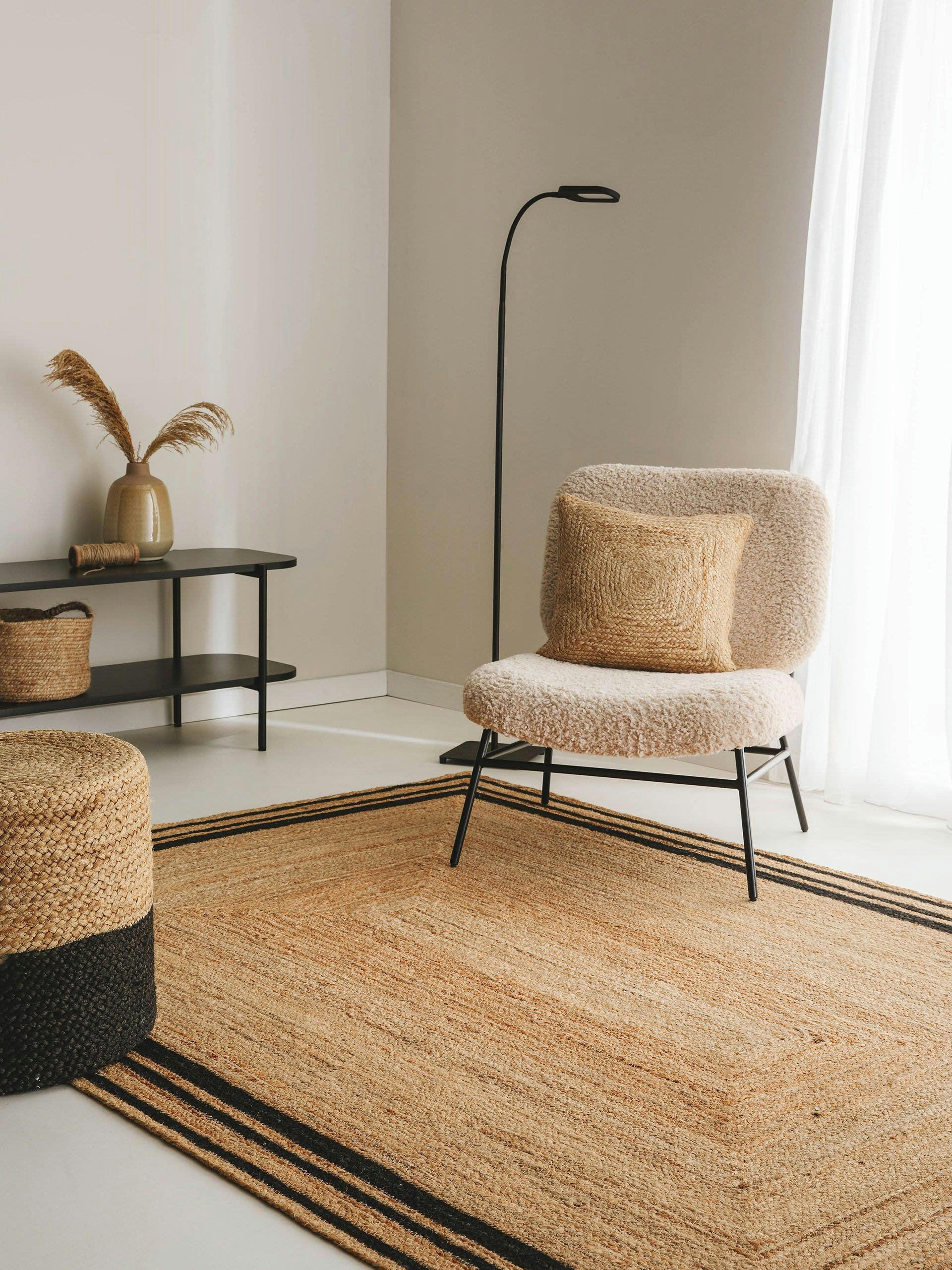 JUTTA - Tapis de jute noir 60x100